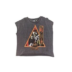 Junk Food Def Leppard Shirt Sweater‎ Cut Off Sleeves Distressed Concert Small